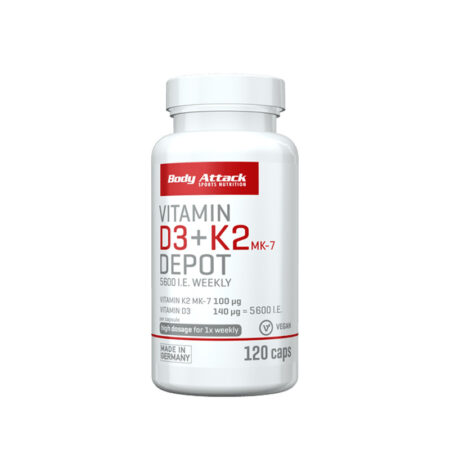 Body Attack Vitamin D3 + K2 MK-7 Depot – Die starke Kombination für Knochen, Muskeln und Immunsystem