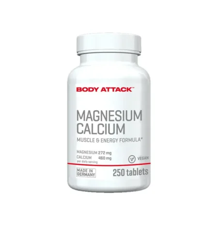 Body Attack Magnesium Calcium - Hochdosiertes Magnesium-Calcium-Präparat für starke Muskeln, Knochen und Energie. Ideal bei sportlicher Belastung oder Mineralstoffmangel.